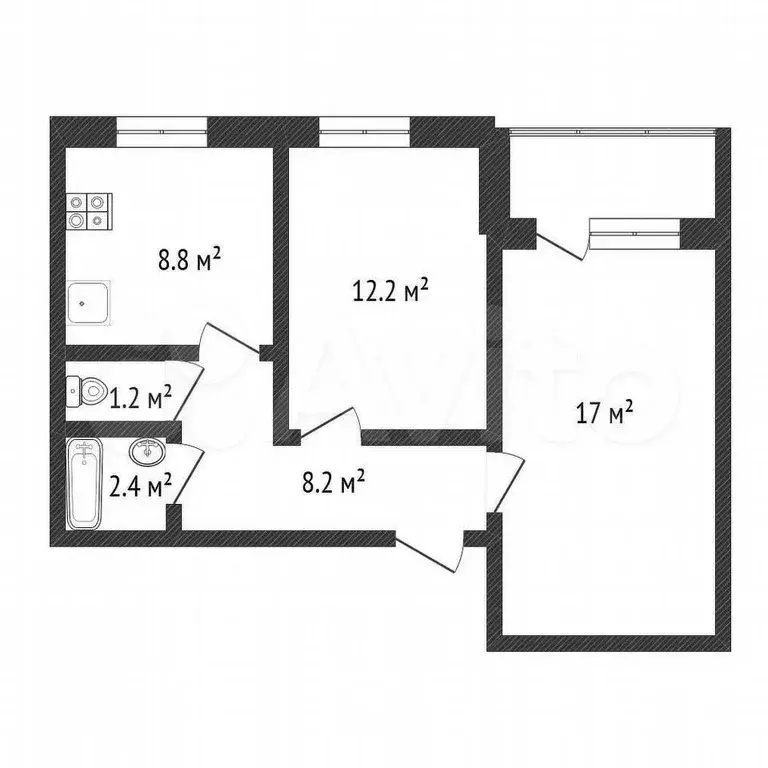 2-к. квартира, 50 м, 3/10 эт. - Фото 0
