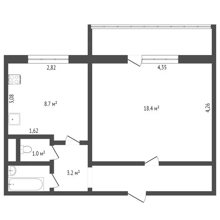 1-комнатная квартира: Кыштым, посёлок Дальняя Дача, Дальняя улица, 15 ... - Фото 1