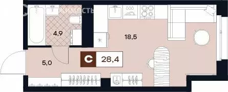 Квартира-студия: Москва, Лодочная улица, 27к2 (28.4 м) - Фото 0