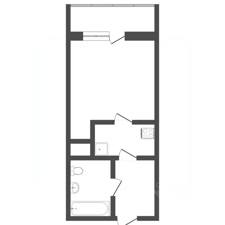 Студия Тюменская область, Тюмень ул. Вадима Бованенко, 3 (24.0 м) - Фото 2