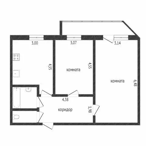 2-комнатная квартира: Улан-Удэ, 110-й микрорайон, 15 (63.4 м) - Фото 1