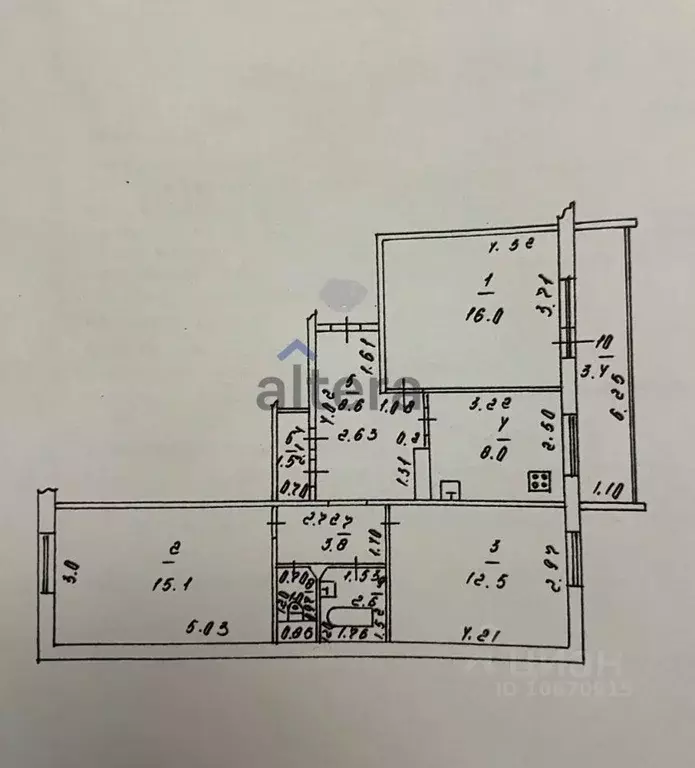 3-к кв. Татарстан, Казань Азино-1 мкр, ул. Закиева, 41 (69.1 м) - Фото 2