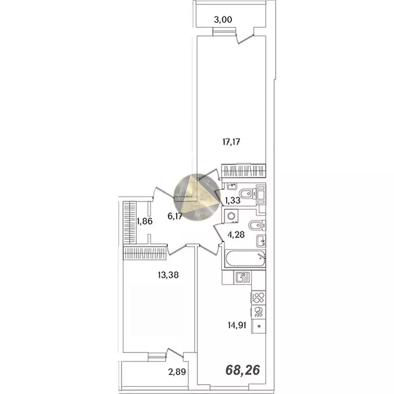 2-комнатная квартира: Санкт-Петербург, Октябрьская набережная, 120 ... - Фото 1