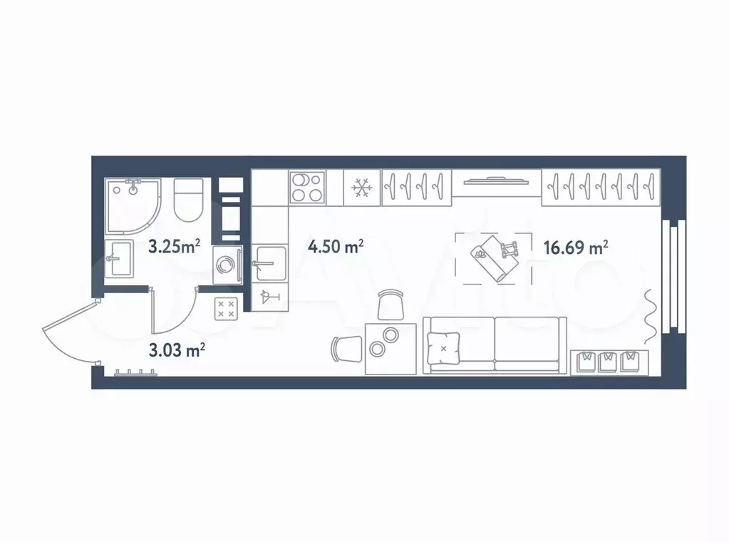 Квартира-студия, 27,5 м, 5/11 эт. - Фото 0