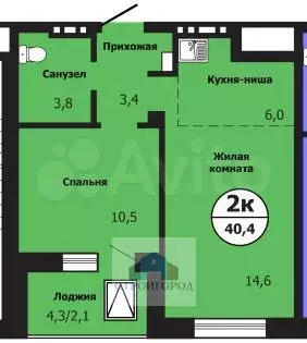 2-к. квартира, 40,4 м, 12/19 эт. - Фото 0
