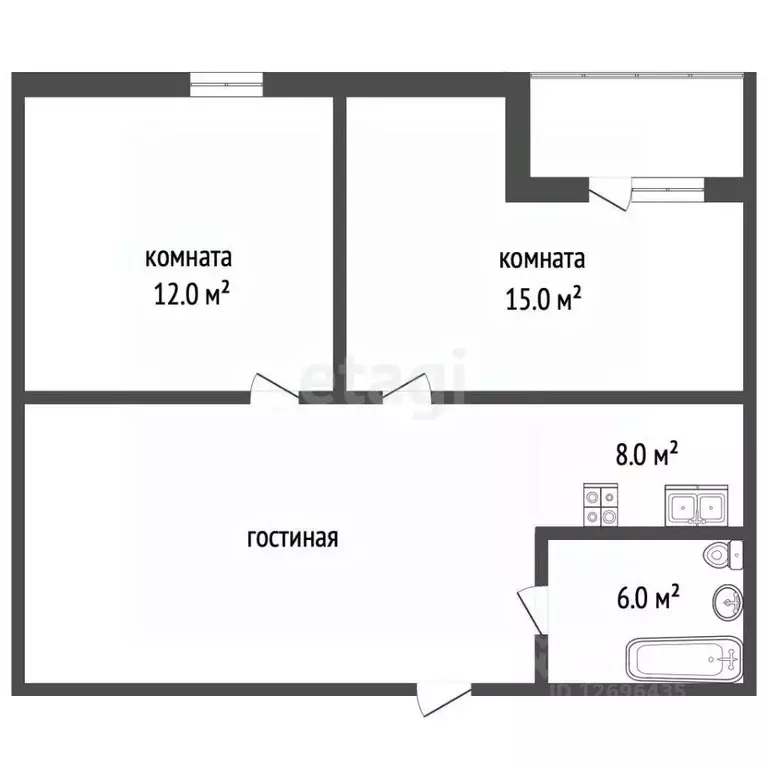 2-к кв. Москва Барвихинская ул., 6 (52.2 м) - Фото 1