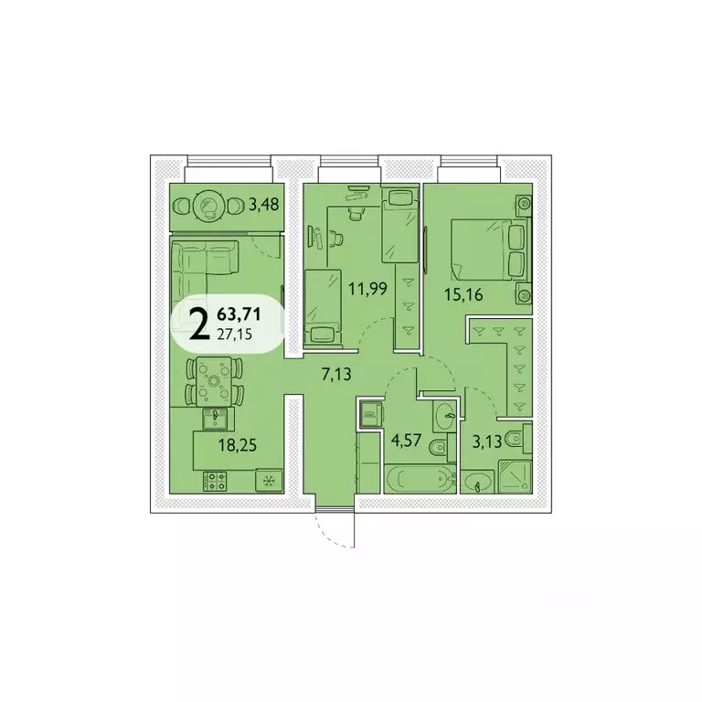 2-к кв. Брянская область, Брянский район, пос. Мичуринский, ... - Фото 1