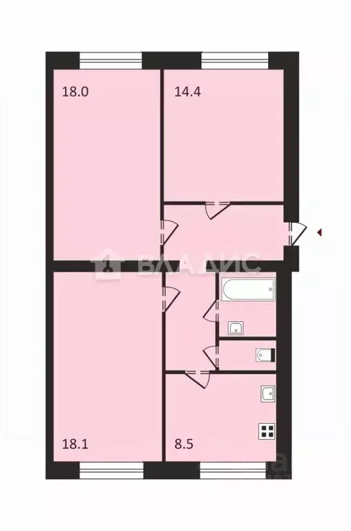 3-к кв. Владимирская область, Владимир ул. Мира, 46 (74.0 м) - Фото 0