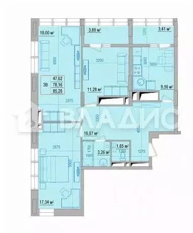 3-к кв. Белгородская область, Белгород ул. Щорса, 37в (89.5 м) - Фото 2