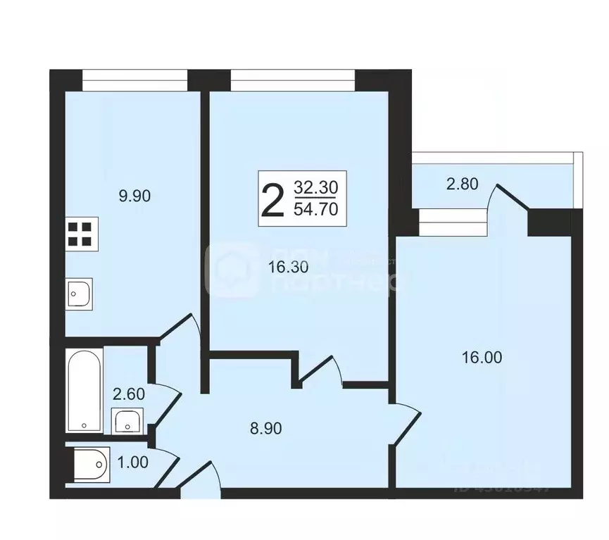 2-к кв. Санкт-Петербург Планерная ул., 45к1 (55.2 м) - Фото 1