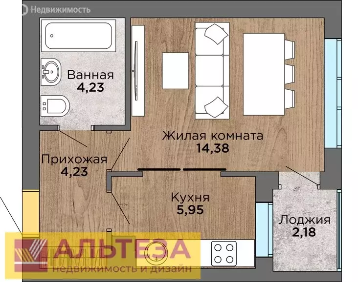 1-комнатная квартира: посёлок городского типа Янтарный, улица ... - Фото 0