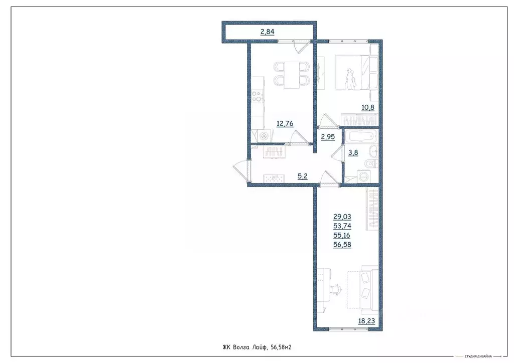 2-к кв. Тверская область, Тверь Новочеркасская ул., 49 (56.58 м) - Фото 2