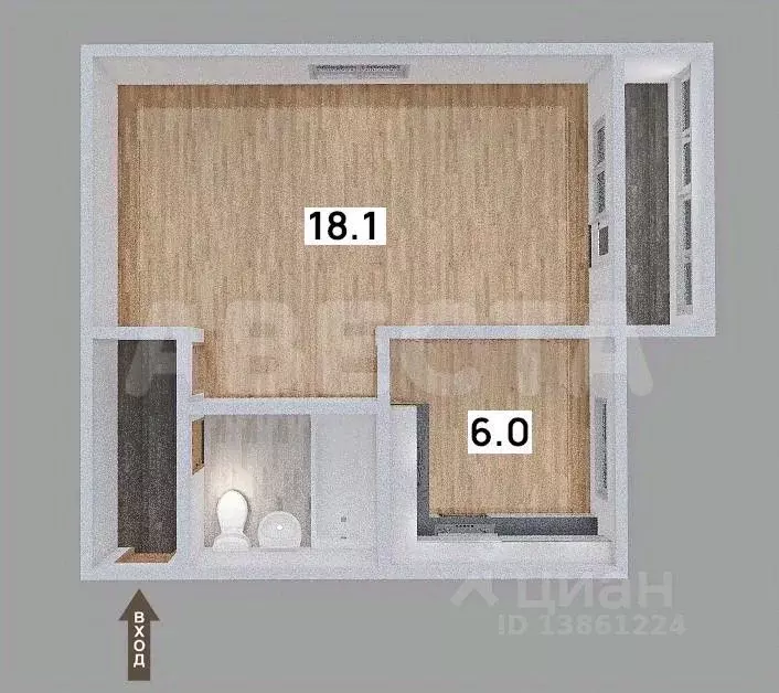 1-к кв. Омская область, Омск Городок Нефтяников мкр, ул. 50 лет ... - Фото 1