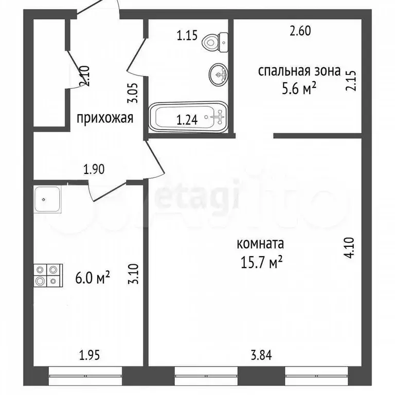 1-к. квартира, 35,6 м, 3/3 эт. - Фото 0