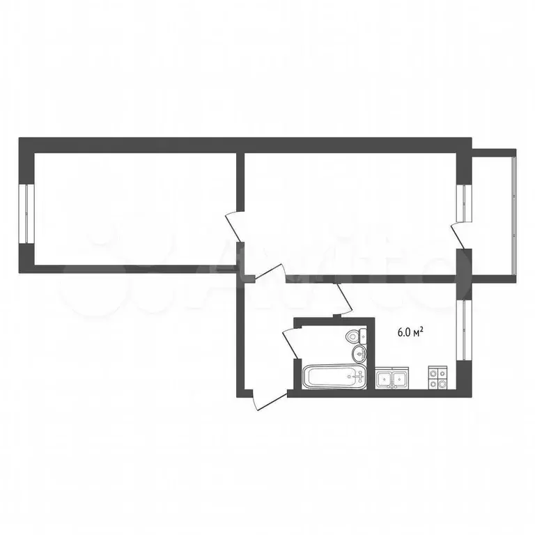 2-к. квартира, 43,9 м, 4/5 эт. - Фото 0