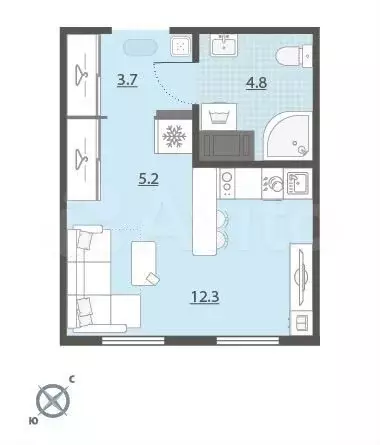 Квартира-студия, 26 м, 9/24 эт. - Фото 0