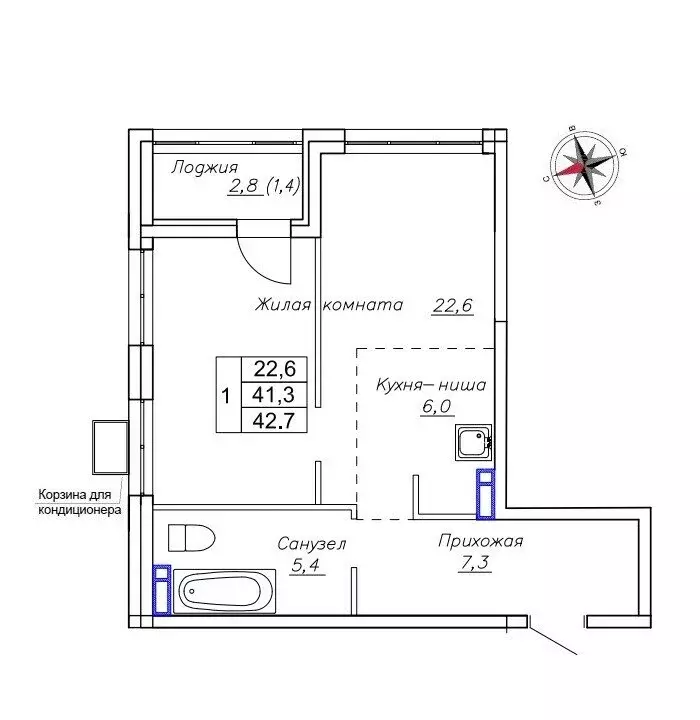 Квартира-студия: Новый, улица Ленина, 6с2 (42.7 м) - Фото 0
