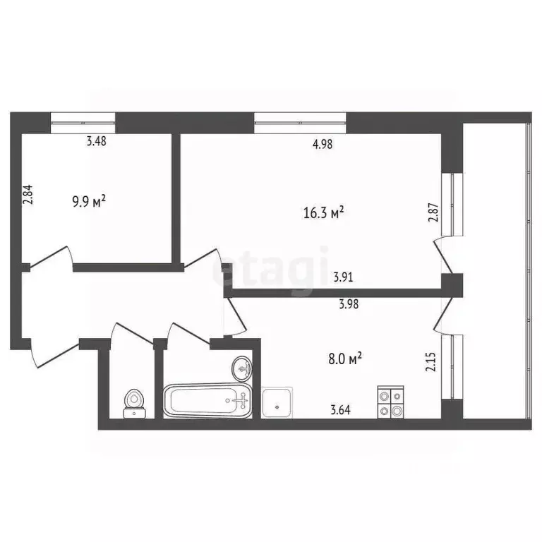 2-к кв. Свердловская область, Верхнее Дуброво пгт ул. Комарова, 12 ... - Фото 2