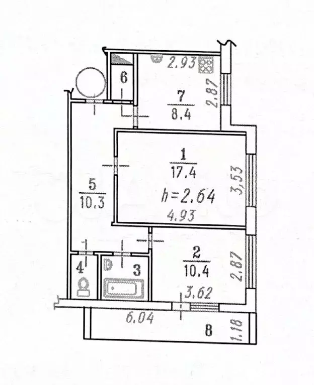 2-к. квартира, 51,7 м, 4/9 эт. - Фото 0