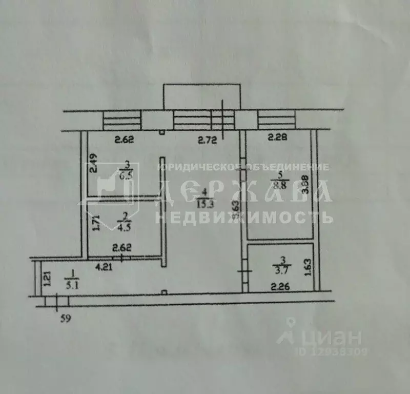 2-к кв. Кемеровская область, Кемерово ул. Рукавишникова, 7 (44.0 м) - Фото 2
