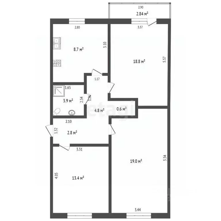 3-к кв. Москва Ярцевская ул., 2 (70.6 м) - Фото 1