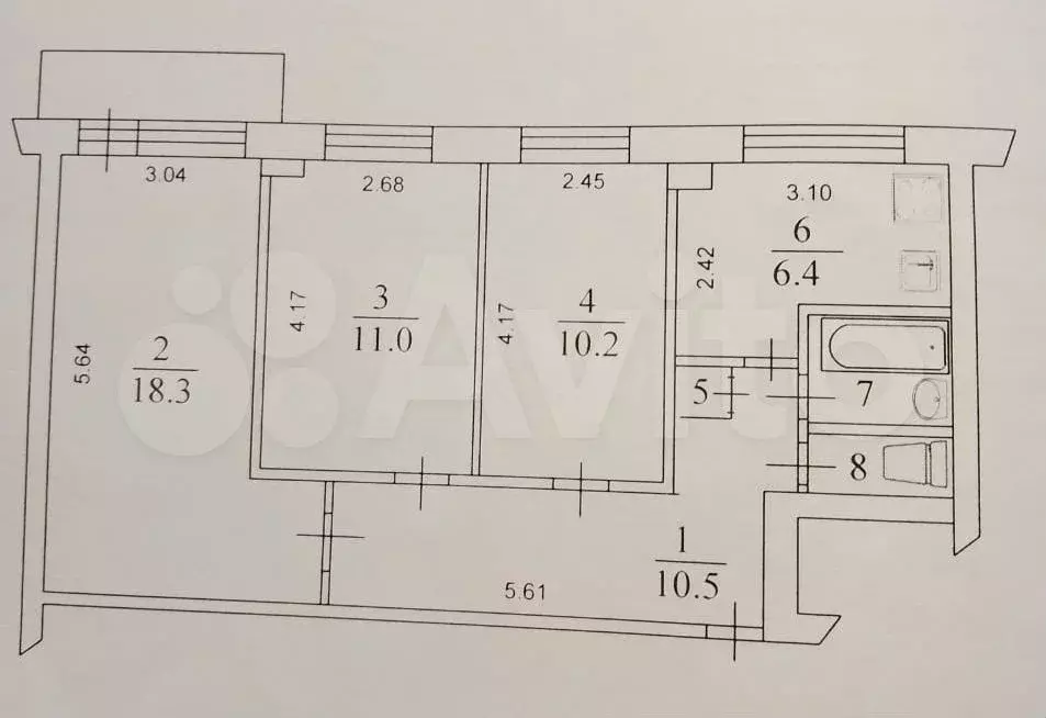 3-к. квартира, 60 м, 2/9 эт. - Фото 0