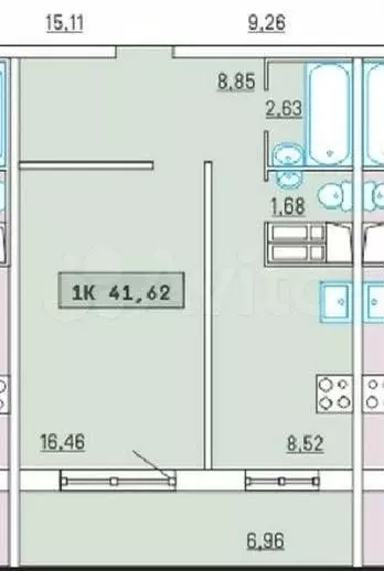 1-к. квартира, 38 м, 6/6 эт. - Фото 0