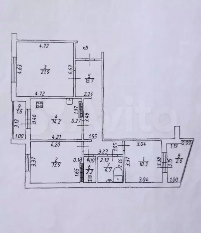3-к. квартира, 82,9 м, 5/9 эт. - Фото 0