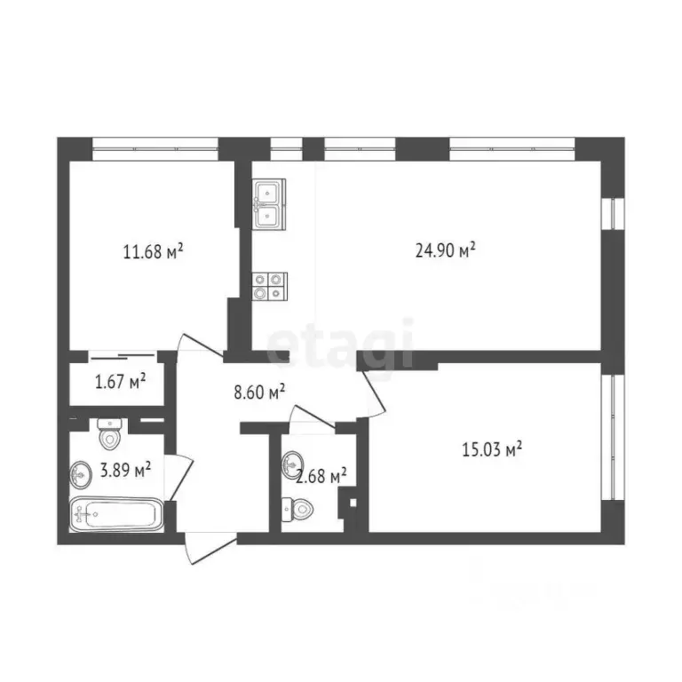 2-к кв. Тюменская область, Тюмень ул. Алматинская, 4 (68.5 м) - Фото 2