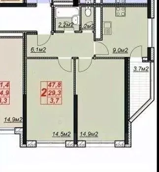 2-к кв. Краснодарский край, Анапа Крестьянская ул., 27к6 (52.0 м) - Фото 2