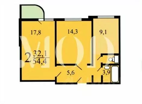 2-к кв. Москва Братиславская ул., 18К2 (55.3 м) - Фото 2
