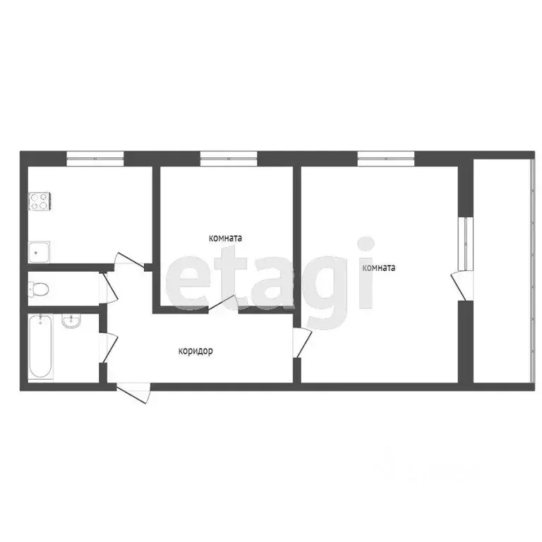 Квартира, 2 комнаты, 50.5 м - Фото 2
