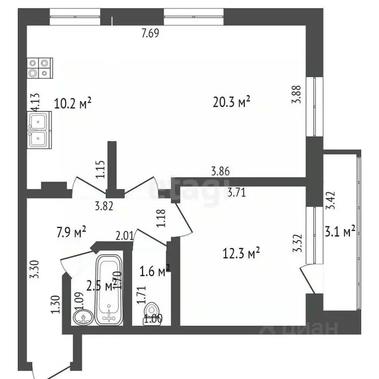 2-к кв. Удмуртия, Ижевск ул. имени Вадима Сивкова, 275 (66.0 м) - Фото 1