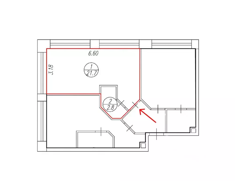 Студия Москва ул. Корабельная, 9 (24.5 м) - Фото 2