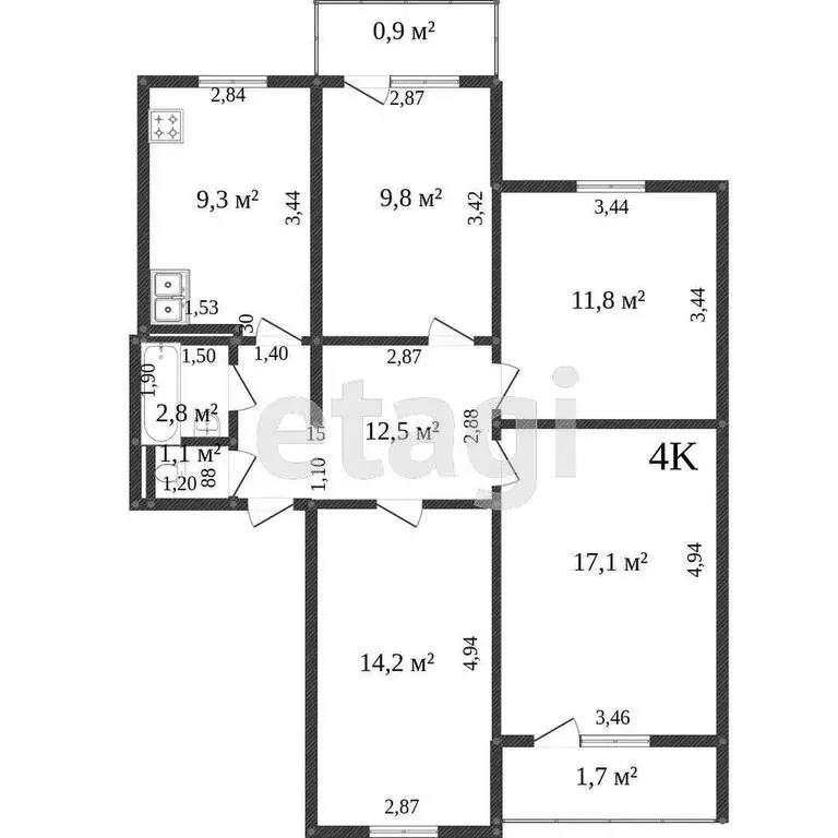 4-комнатная квартира: Калининград, улица Генерала Толстикова, 47 (83.5 ... - Фото 0