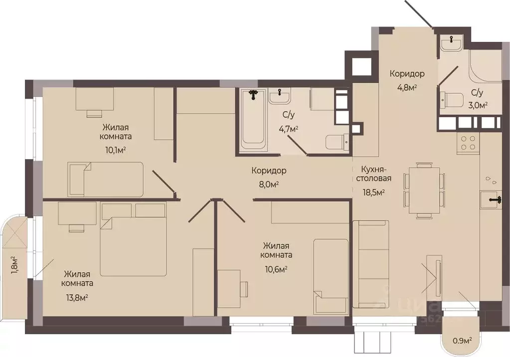 3-к кв. Нижегородская область, Нижний Новгород Соцгород жилрайон, 1-й ... - Фото 1