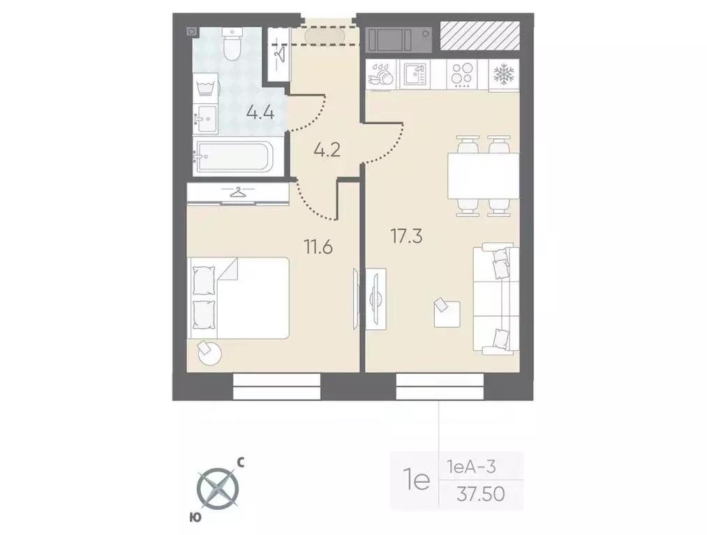 1-к кв. Санкт-Петербург Партизанская ул., 5Б (37.5 м) - Фото 0