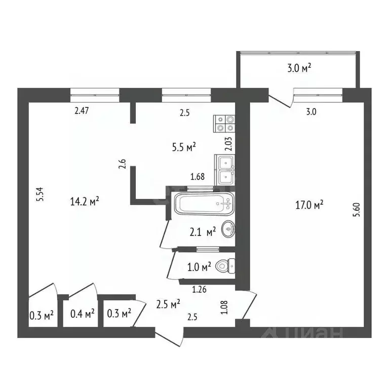 2-к кв. Крым, Саки ул. Советская (43.3 м) - Фото 2