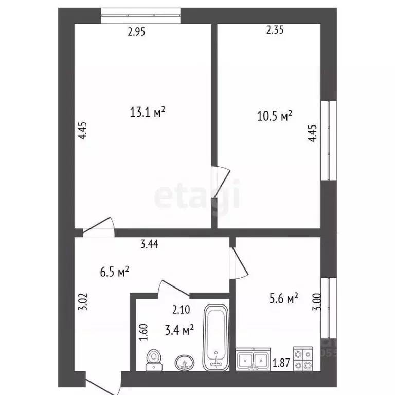 2-к кв. Кемеровская область, Кемерово Кузнецкий просп., 222 (39.1 м) - Фото 2