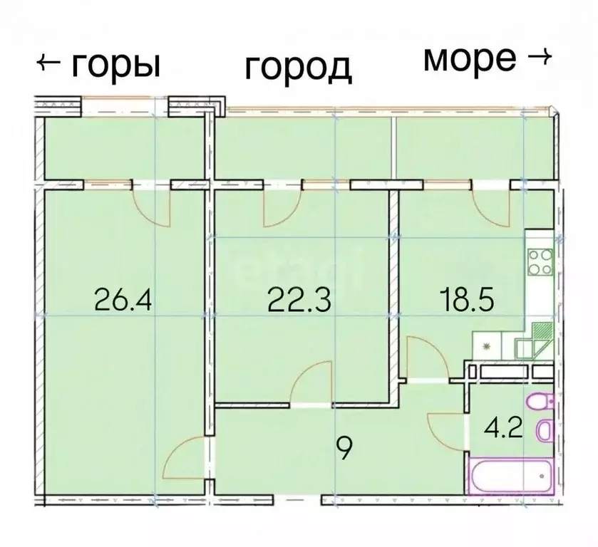2-к кв. Дагестан, Махачкала ул. Даниялова, 101 (80.4 м) - Фото 2
