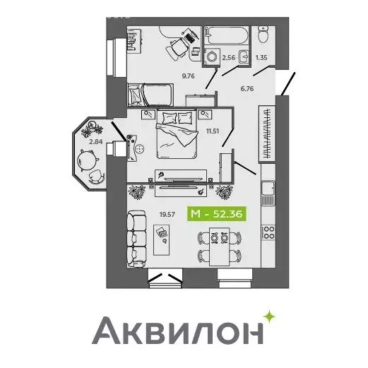 2-комнатная квартира: Северодвинск, жилой комплекс Квартал № 100 ... - Фото 0