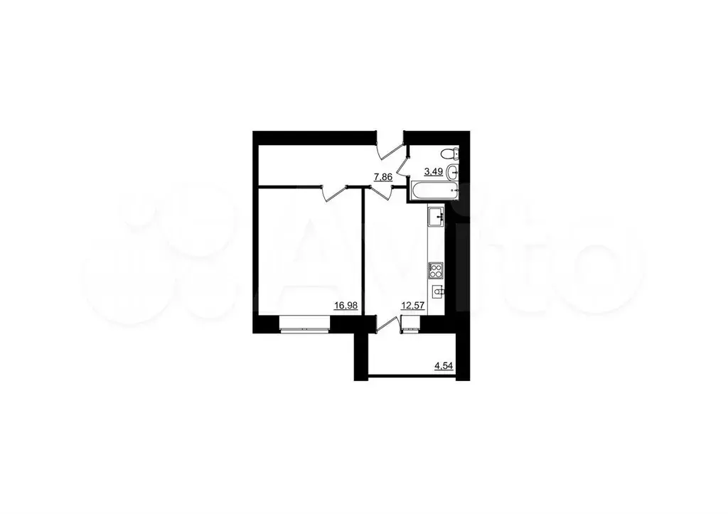 1-к. квартира, 43,1 м, 2/9 эт. - Фото 1