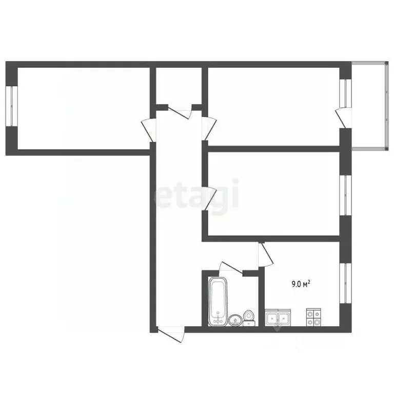 3-к кв. Московская область, Сергиев Посад Ярославское ш., 8Б (78.8 м) - Фото 2