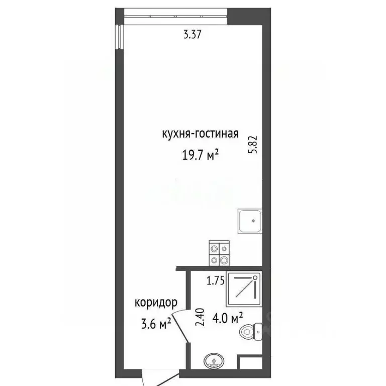 Студия Кемеровская область, Кемерово Ленинградский просп., 46 (27.1 м) - Фото 2