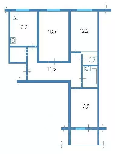 3-к кв. Тульская область, Тула ул. Пузакова, 17 (62.0 м) - Фото 1