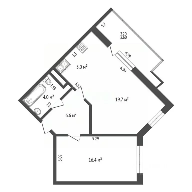 1-к кв. Краснодарский край, Анапа ул. Адмирала Пустошкина, 22к2 (59.0 ... - Фото 2