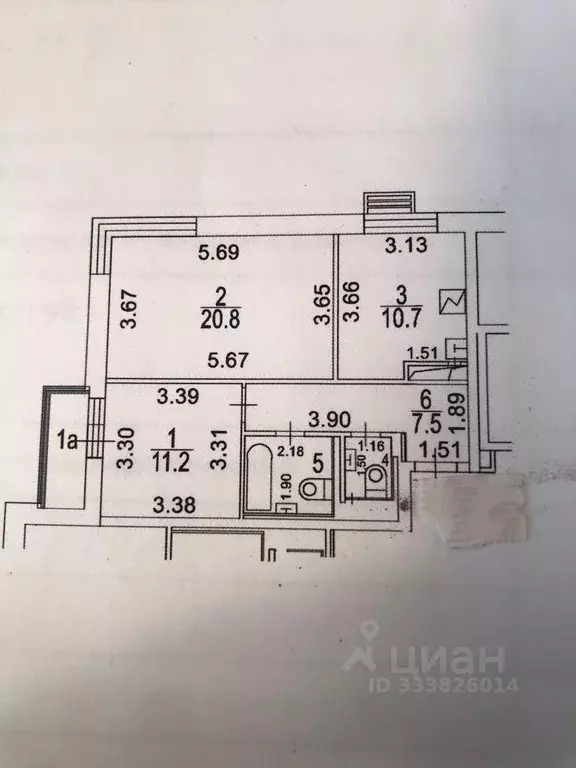 Квартира, 2 комнаты, 56 м - Фото 2