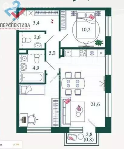 3-комнатная квартира: Москва, набережная Марка Шагала, 11к3 (61.1 м) - Фото 0