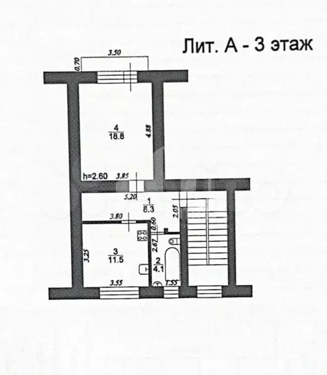 1-к. квартира, 43 м, 3/3 эт. - Фото 0