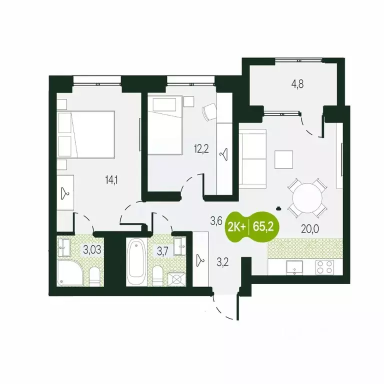 3-к кв. Забайкальский край, Чита Каштакский мкр,  (65.12 м) - Фото 1